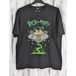 Rick and Morty Drunk in Rick Ship by Boohoo Man Black T-Shirt Size Large